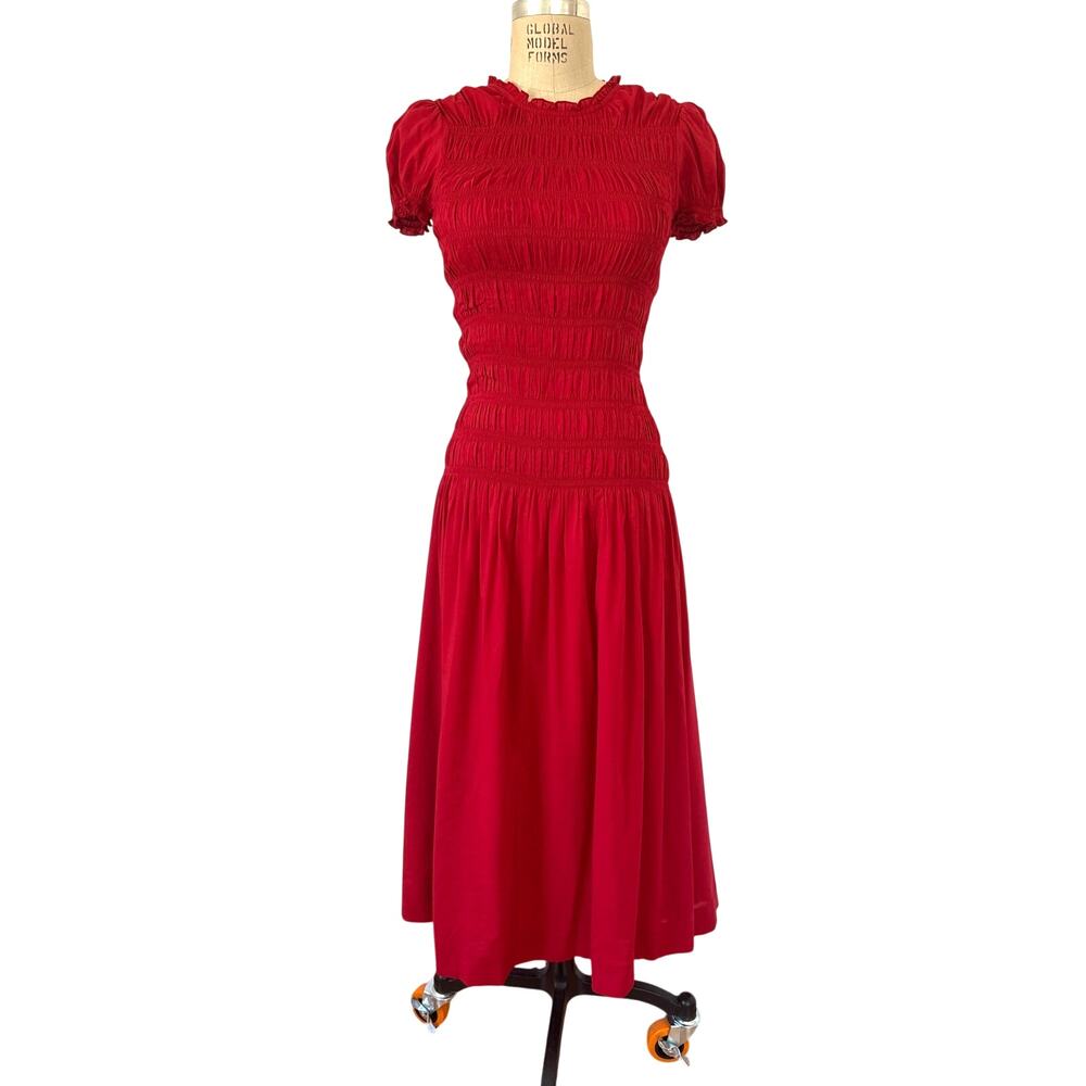 Reformation Kiria Dress in Drop Waist Midi Size 4 Party Event Bright